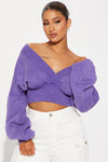 Amara Fleece Off Shoulder Sweatshirt - Purple