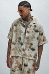 Hamilton Watercolor Foliage Shirt - Tan/Multi