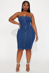 Kimmy Denim Mini Dress - Dark Wash