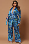 Mallory Satin Pant Set - Blue