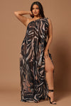 Florence Chiffon Kaftan Maxi Dress - Black/Brown