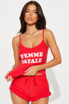 Femme Fatale PJ Short Set - Red/White