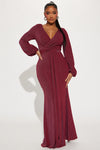 Starry Eyed Glitter Maxi Dress - Wine