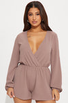 Melanie Surplice Romper - Mocha