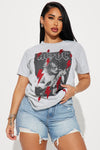 ACDC Lightning Red Glitter Tee - Grey/combo