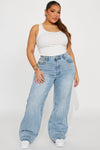 Time Out Tinted Straight Leg Jeans - Light Wash