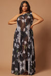 Seville Chiffon Kaftan Maxi Dress - Black/White