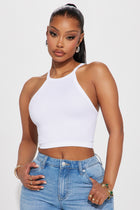 Naomi Ribbed Seamless Tank - White