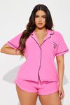 Love My Bed PJ Short Set - Pink