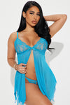 Tired Of Teasing Flyaway Babydoll - Blue