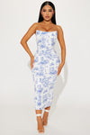 Tianna Sequin Midi Dress - White/Blue