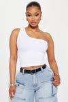 Amelia One Shoulder Seamless Top - White