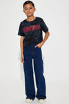 Mini The Wide Leg Cargo Pant - Rinse Blue Wash