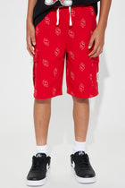 Mini Money All Around French Terry Cargo Shorts - Red