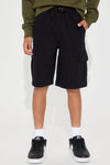 Mini Cool Kid French Terry Cargo Shorts - Black