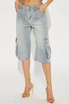 Camilla Cargo Denim Jorts - Light Wash