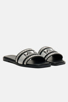 What A View Embellished Flat Sandals - Black