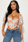 Flower Season Floral Corset Top - Taupe/combo