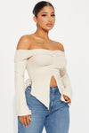 Luna Off Shoulder Top - Sand