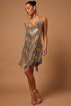 Hallie Chainmail Mini Dress - Gold/combo