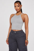 Naomi Ribbed Seamless Tank - Heather Grey