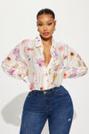 Flower Fields Linen Shirt - Multi Color