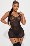 Watch What You Say To Me Lace Chemise - Black