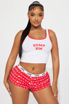 Dump Him PJ Short Set - Red/White