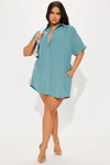 Amelia Mini Shirt Dress - Green