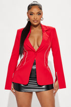 Have The Edge Rhinestone Blazer - Red