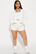 Little Miss Comfy Velour Short Set - White