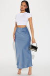 Brunch to GNO Satin Maxi Skirt - Blue