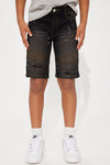 Mini Rough Around The Edges Denim Shorts - Black