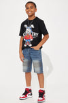 Mini Coolest One Around Denim Shorts - Dark Wash