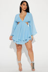 Sasha Chiffon Mini Dress - Blue