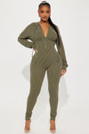 Izara Ribbed Jumpsuit - Olive