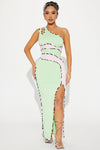 Diane Color Blocked Maxi Dress - Green/combo