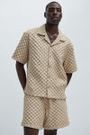 Crinkled Checkers Shirt - Tan