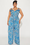 Forever Vacation Satin Jumpsuit  - Blue