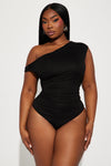 Kylie Off Shoulder Bodysuit - Black