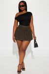 Dream On Coated Mini Skirt - Brown