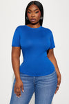 Annie Cuffed Short Sleeve Top - Royal