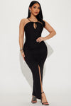 Gigi Ruched Maxi Dress - Black