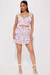 Sweet As Pie Floral Ruffle Skirt Set - Lilac