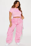 Margot Mineral Wash Cargo Pant - Pink