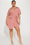 Jenna Wrap Mini Dress - Mauve