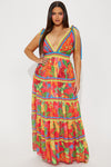 Barbados Maxi Dress - Red/combo