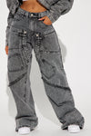 Taking A Chance Easy Waist Wide Leg Jeans - Acid Wash Black