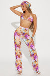 Always Hot 3 Piece Pant Set - Purple/combo