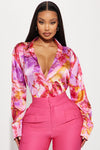 Amethyst Satin Shirt - Pink/combo